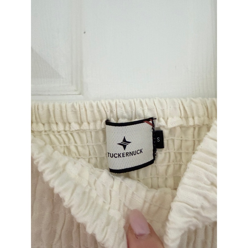Tuckernuck Annie Smocked Mini Dress puff sleeves and a smocked bodice Linen - Picture 2 of 3